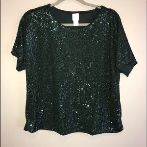 ✨NWOT✨H&M green, sequin top